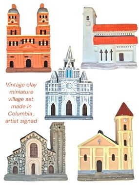 Rare Vintage Minature Village Set- Columbia, Artist Signed, Handpainted